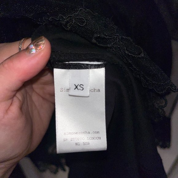 Simone Rocha Short Sleeve Gathered Tier Dress with Tulle Overlay - Picture 2 of 4